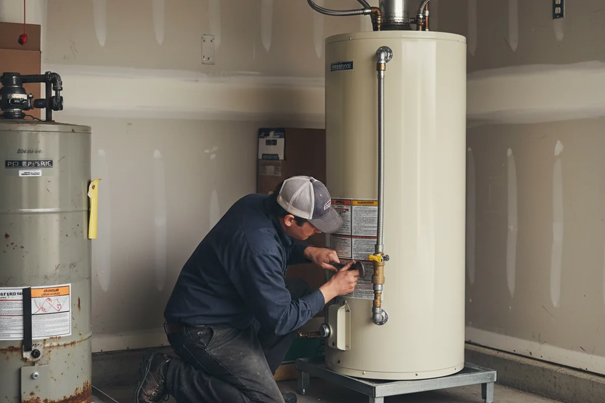 Water heater and shutoff valve replacement in Crane
